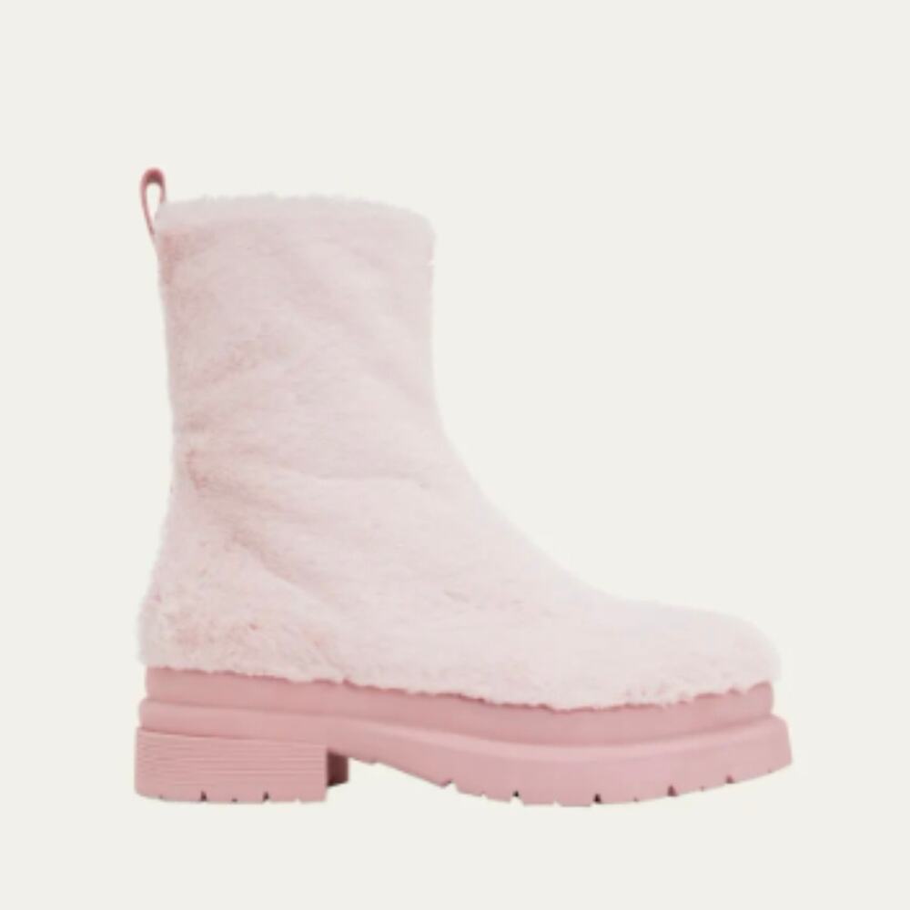 JW Anderson Ecofur Ankle Boots in Pale Pink | Size 40